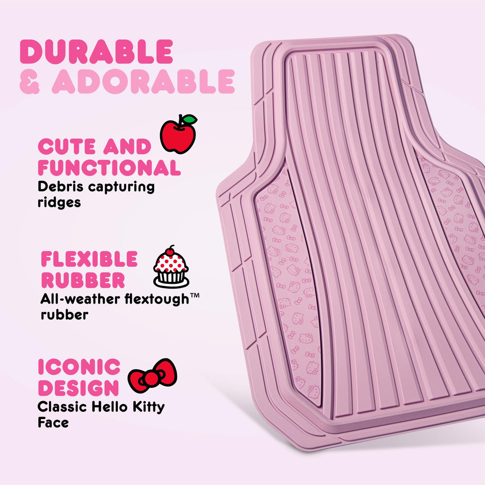 Carbella Hello Kitty rear floor mats with anti-slip backing for secure placement.