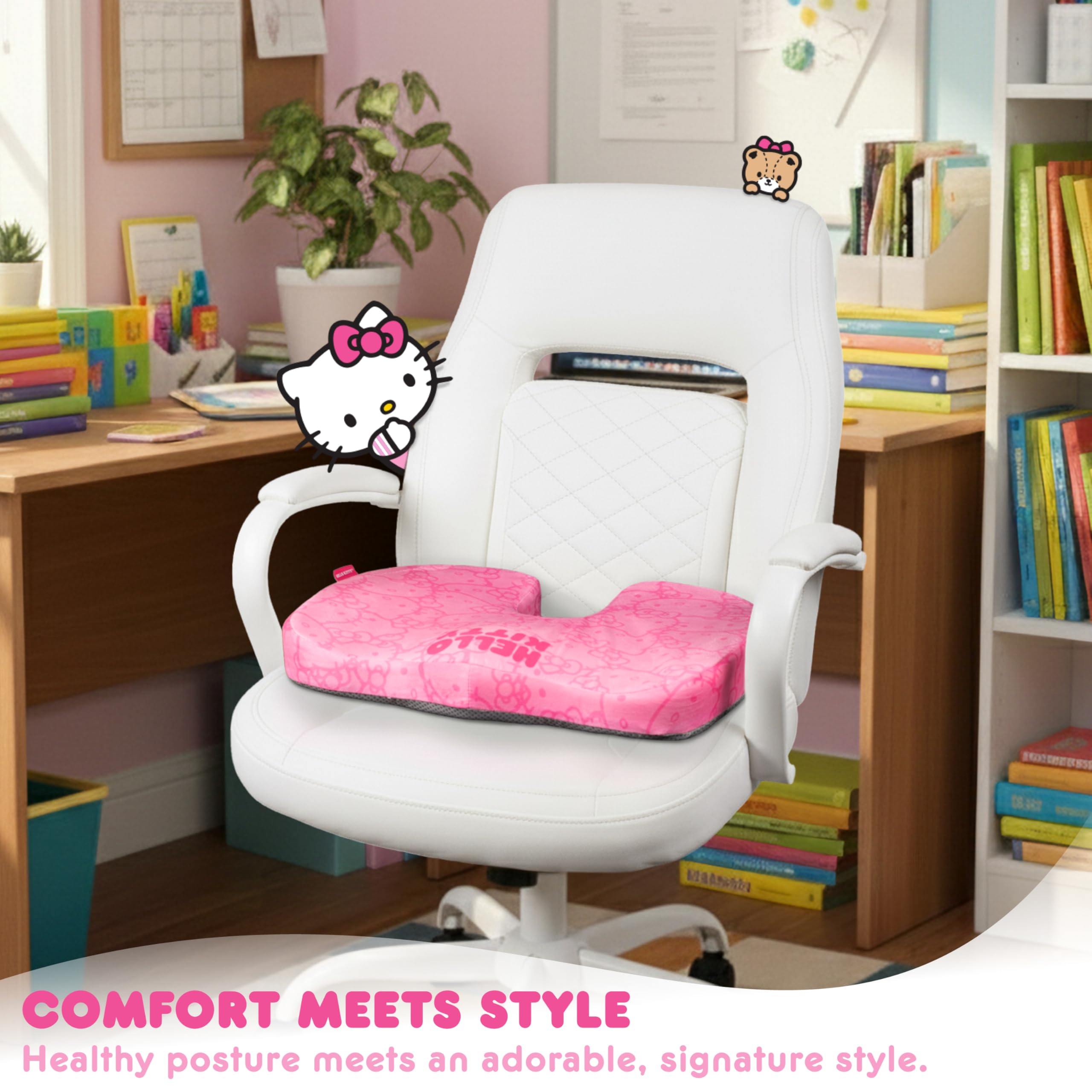 Carbella Hello Kitty cushion front view adds plush warmth to your desk.