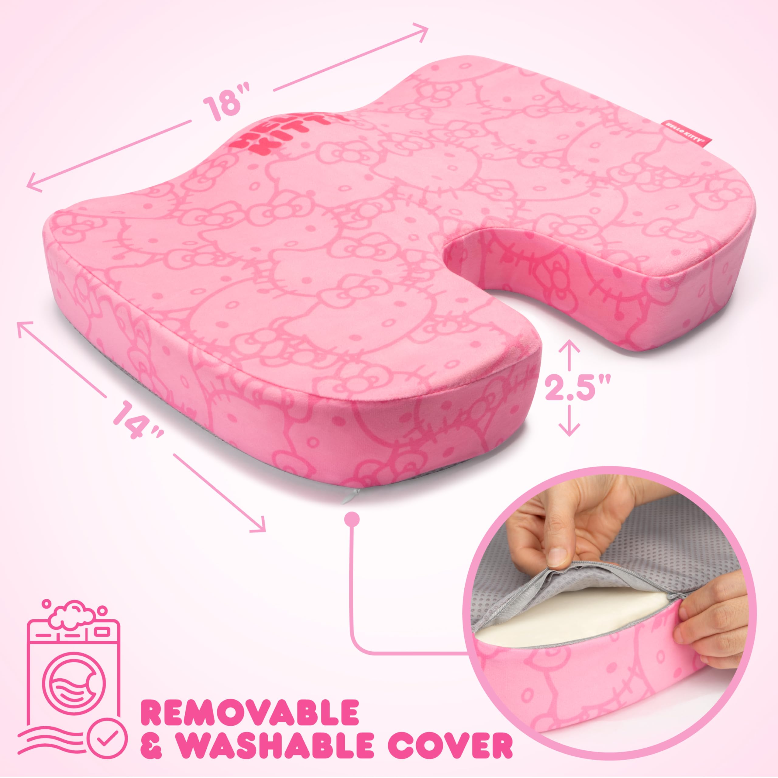Carbella Hello Kitty memory foam core close-up contours to your body.