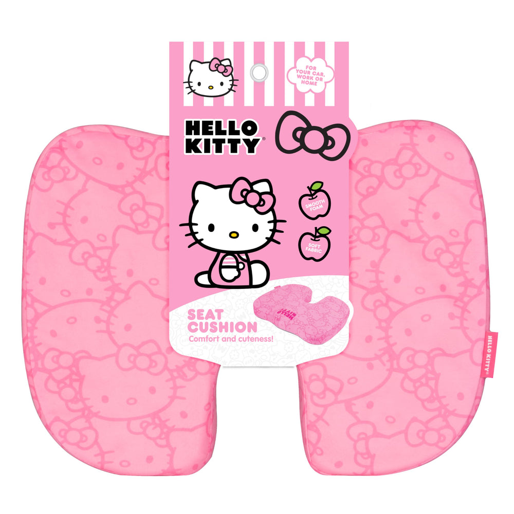 Carbella Hello Kitty seat cushion on chair improves comfort during long work days.