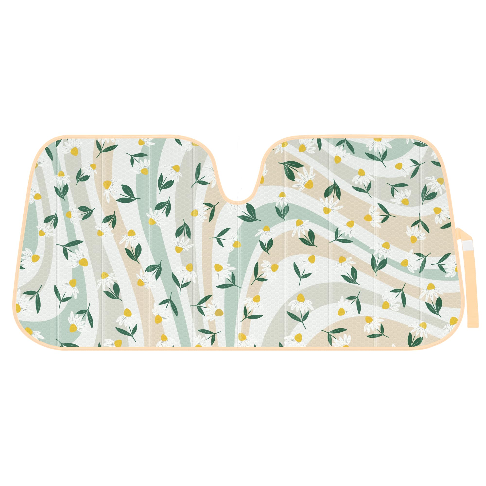 Carbella Sage Floral sun shade folded compact for easy storage.