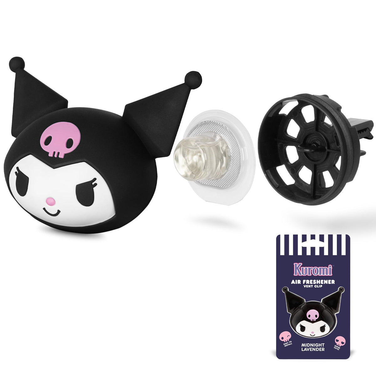 Carbella Sanrio Kuromi air freshener with midnight lavender scent refreshing your car interior.