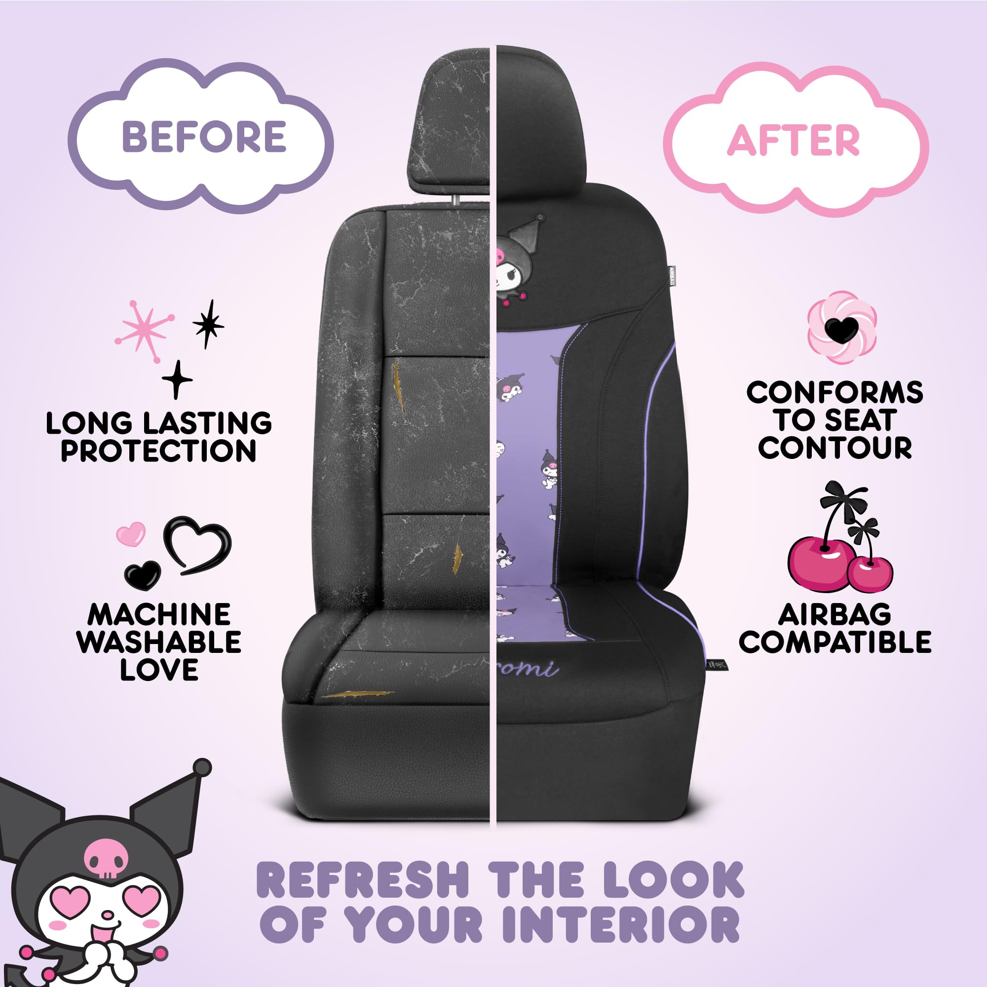 Carbella universal-fit seat cover being installed for quick tool-free setup.