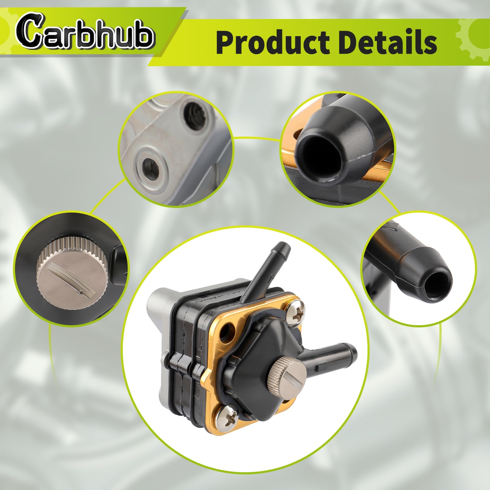 Carbhub 18-7350 fuel pump installed on motor demonstrates a straightforward upgrade option.