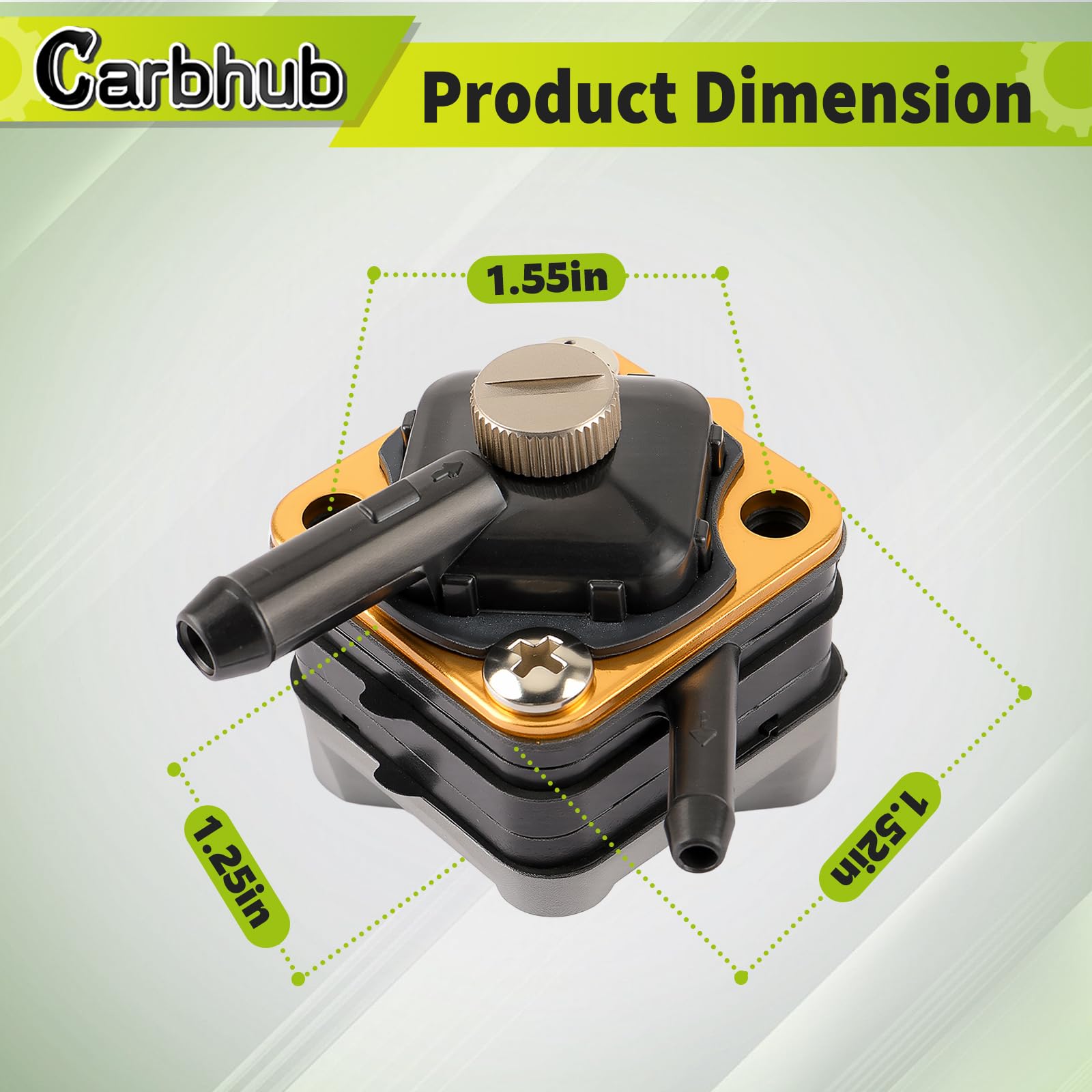 Carbhub 18-7350 fuel pump packaging includes pump and gasket for quick setup.