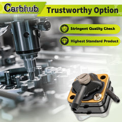 Carbhub 18-7350 fuel pump side view shows compact aftermarket design for easy replacement.