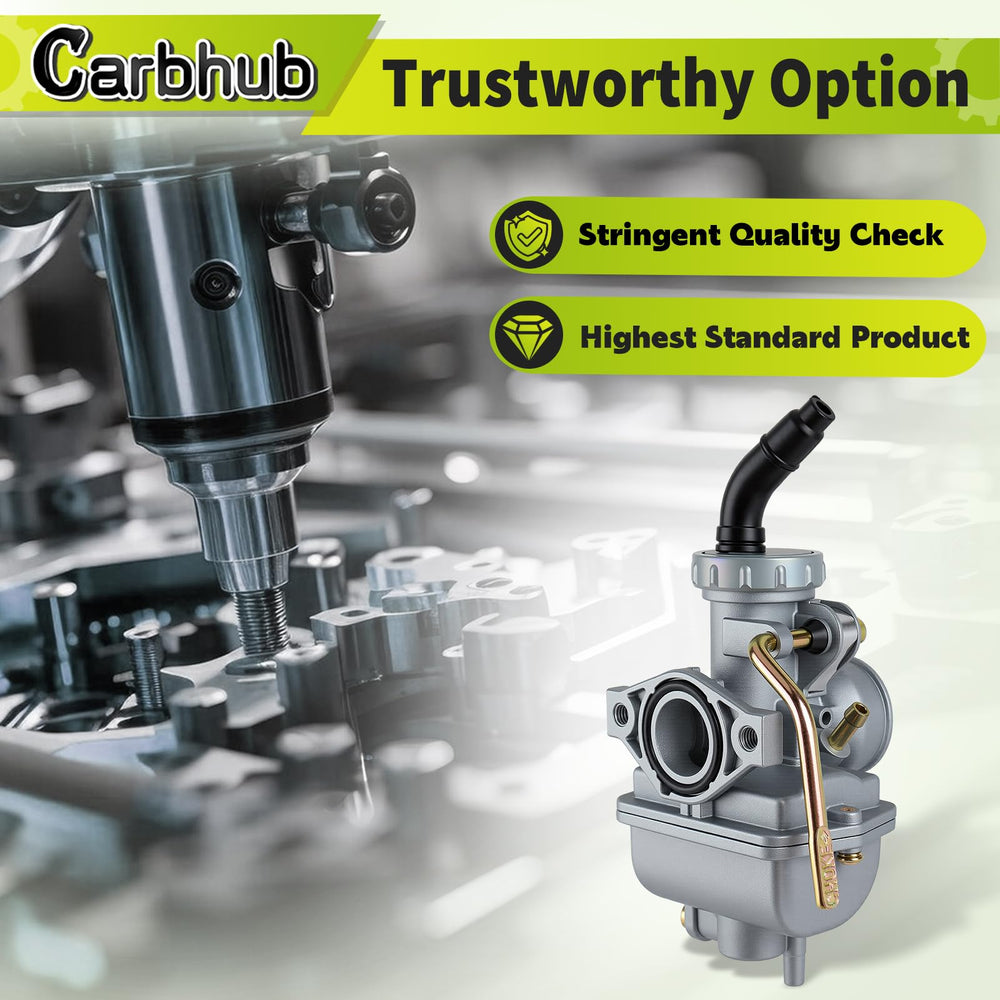 Top view of Carbhub PZ20 carburetor showing throttle linkage