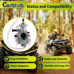 Top view of Carbhub YFS200 carburetor shows precise fit for Yamaha Blaster 200