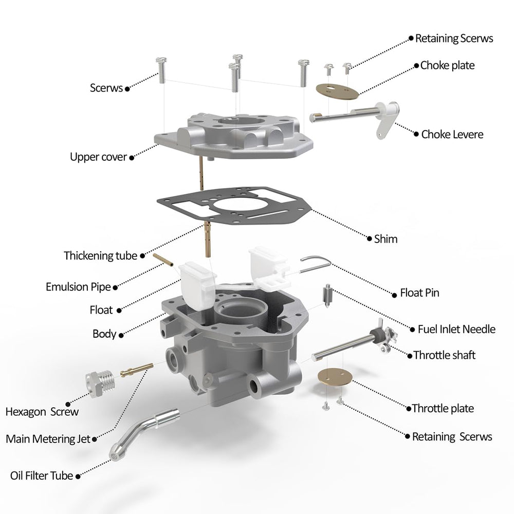 Carbman carburetor back view highlights gaskets and sealing for reliable operation.