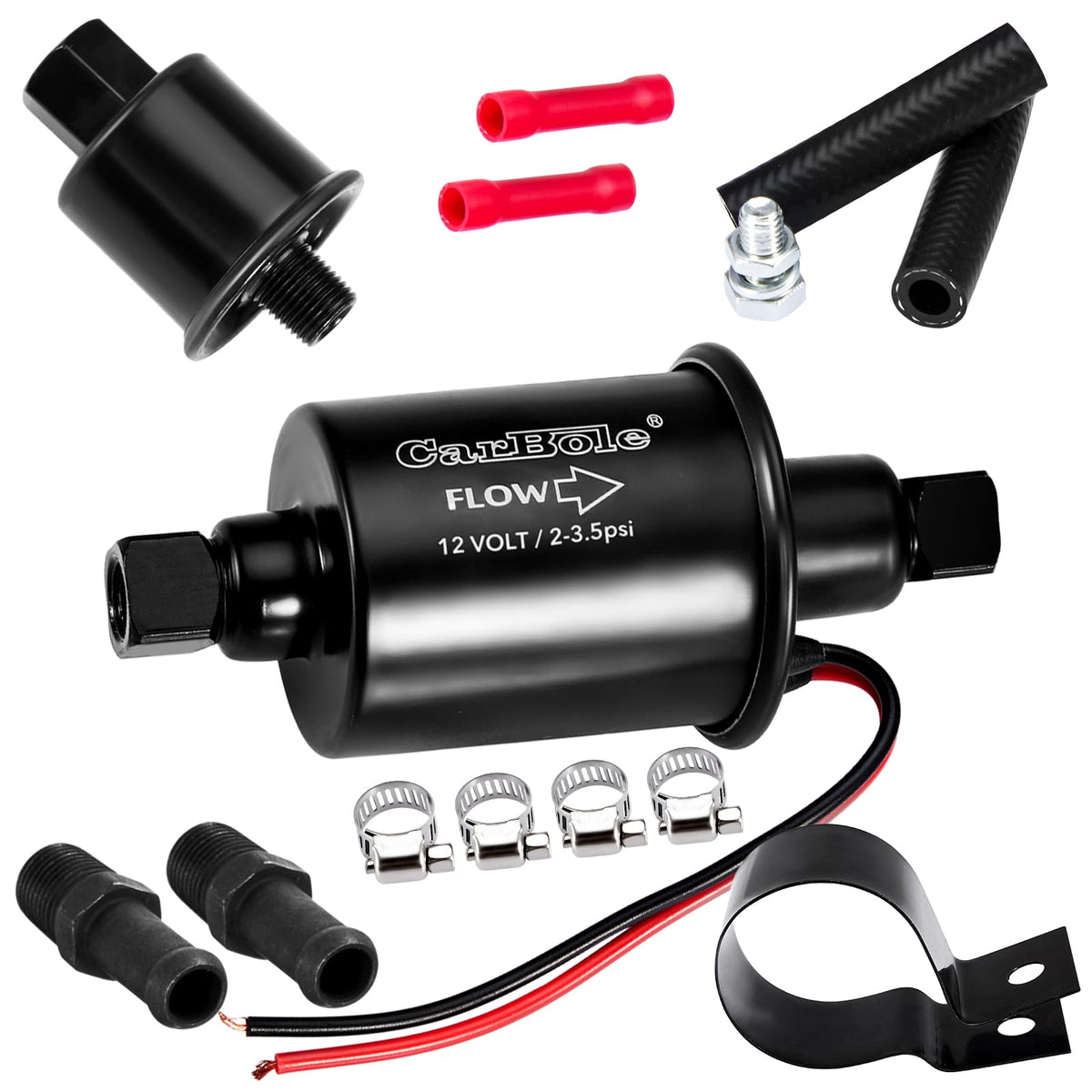 CarBole 12V inline fuel pump ready installation for quick setup