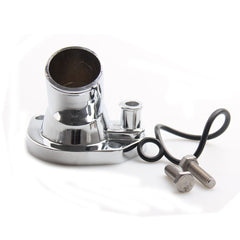 CarBole chrome thermostat housing water neck close-up, showcases premium finish.