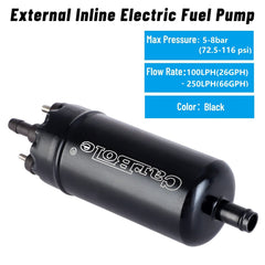 CarBole pump outlet shows an 8 mm port for precise fuel delivery.