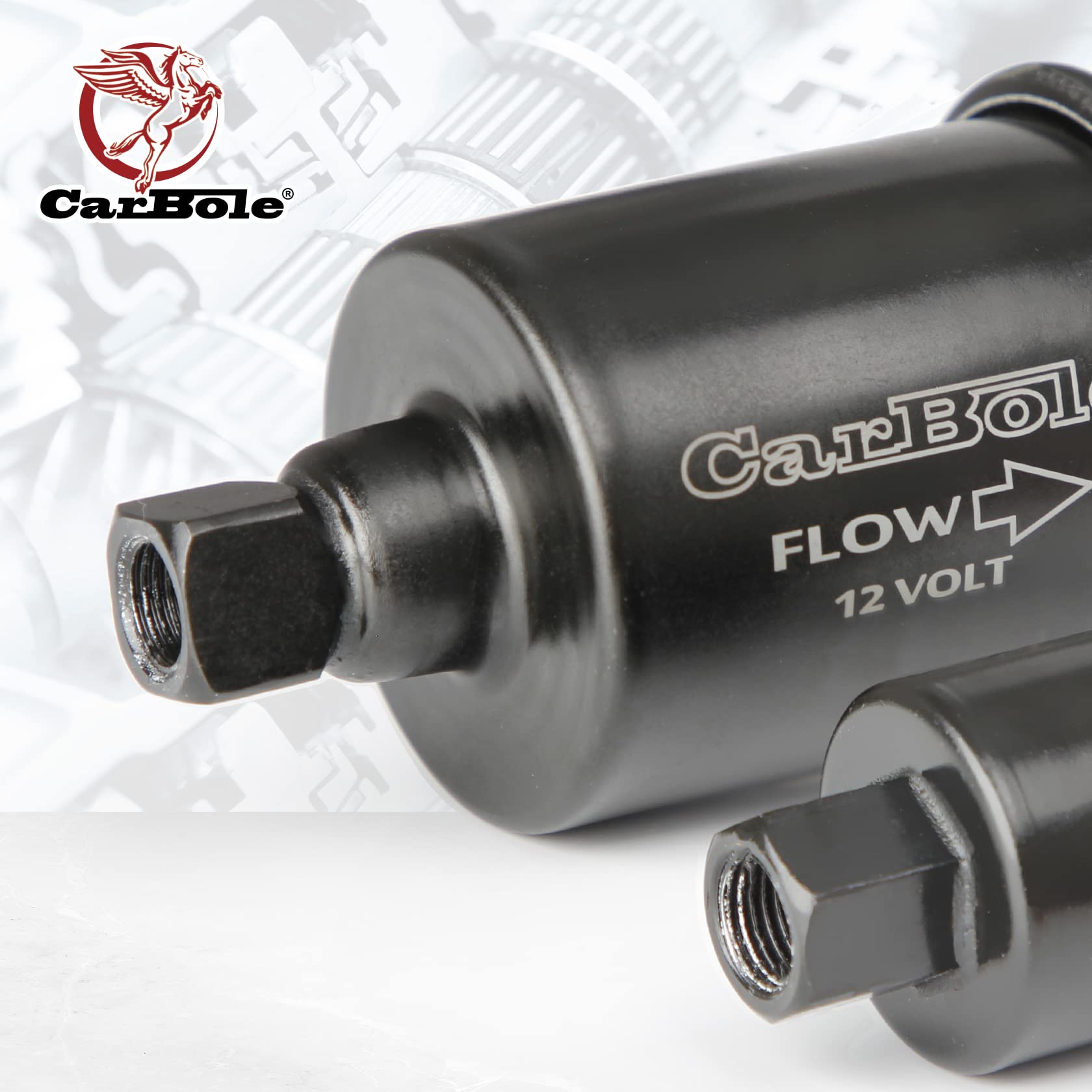 CarBole inline pump operates quietly for smooth vehicle or workshop use.
