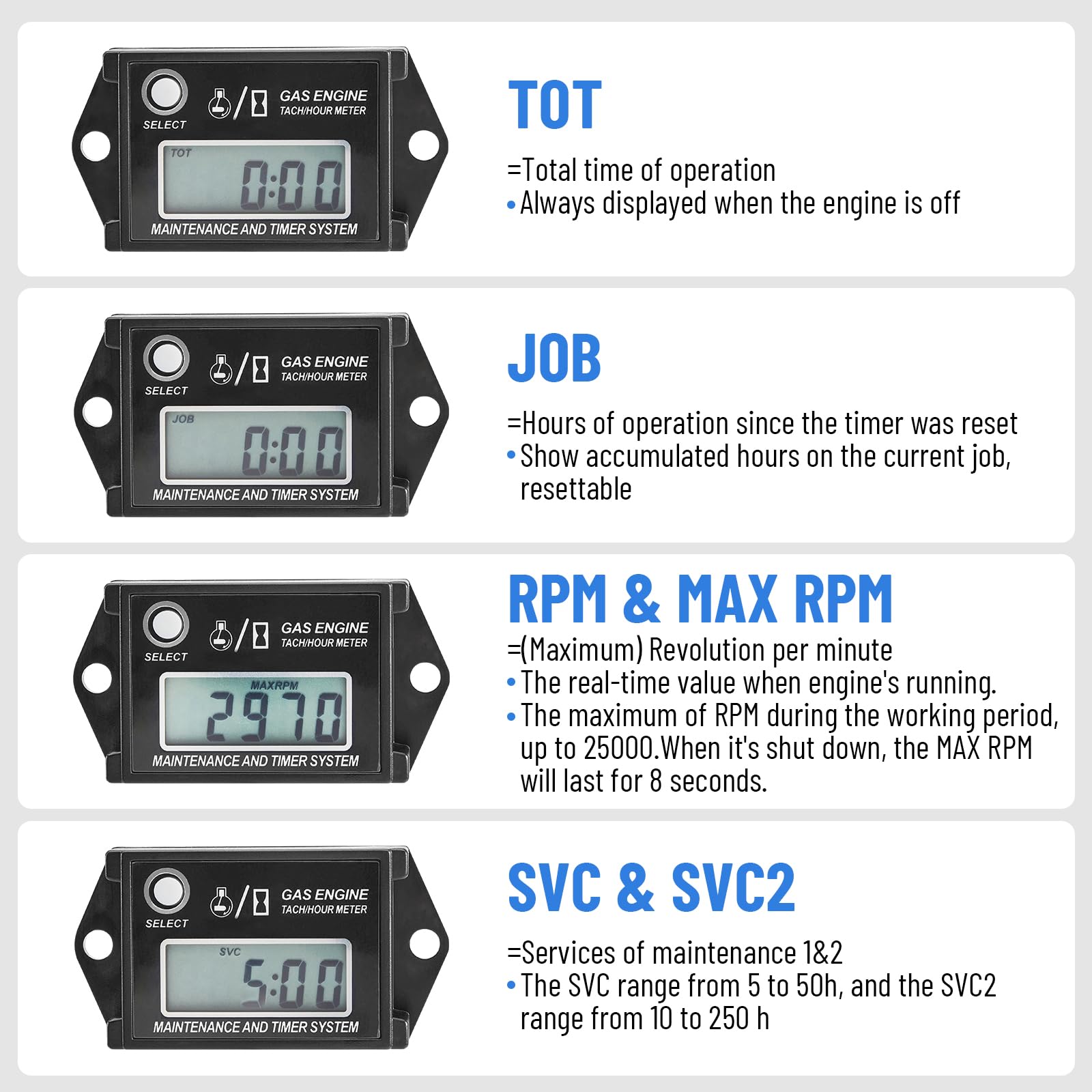 CarBole provides two maintenance intervals SVC and SVC2 for reminders.
