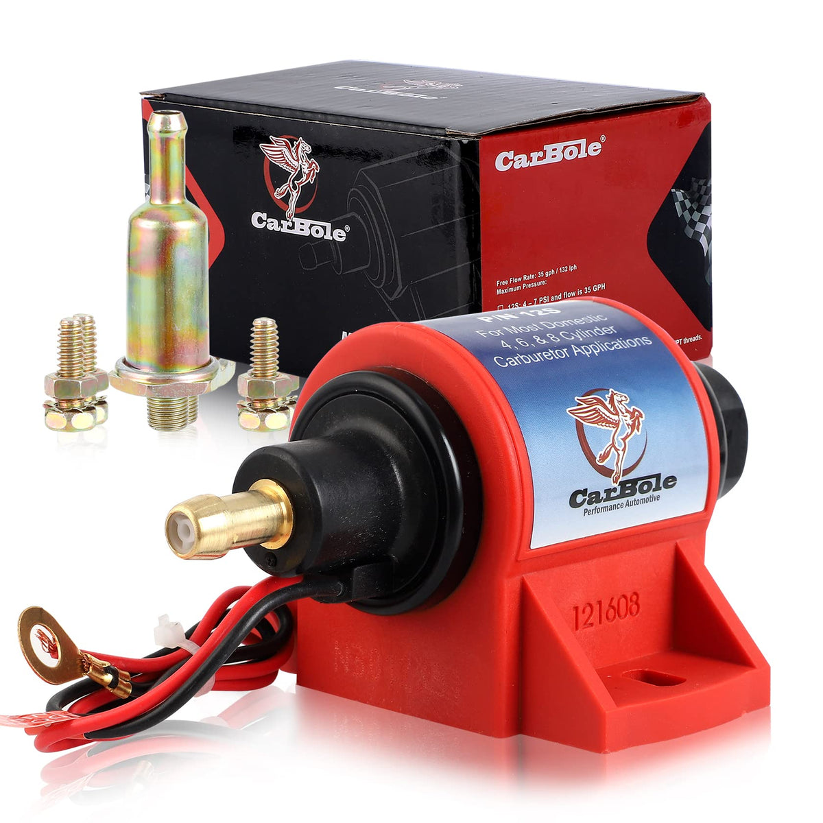 CarBole Micro Electric Fuel Pump with 5-16 inch inlet-outlet for steady fuel transfer