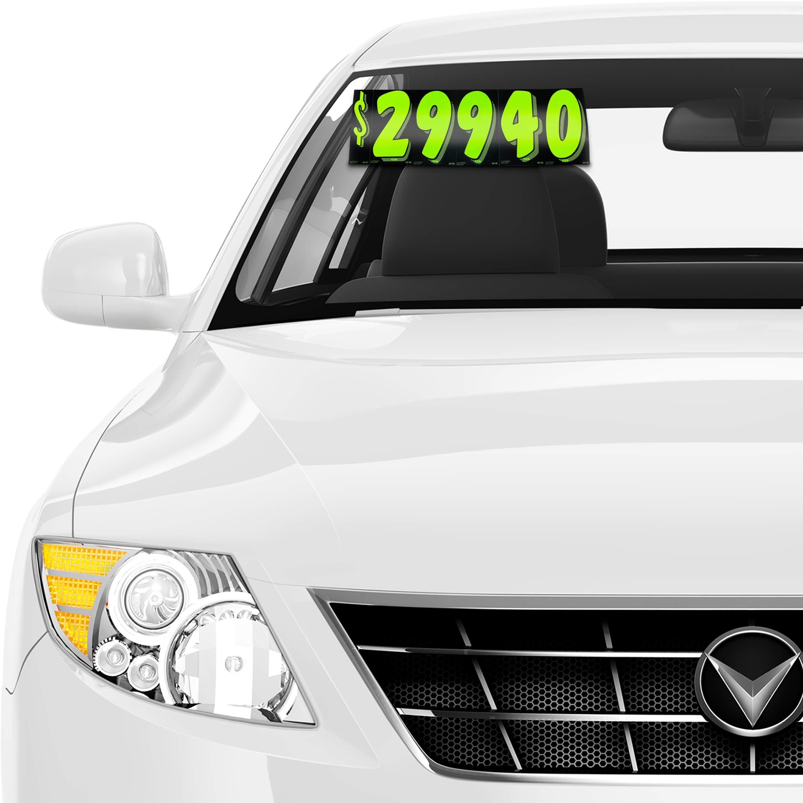 CarBowz chartreuse numbers on cars create bold, legible displays.