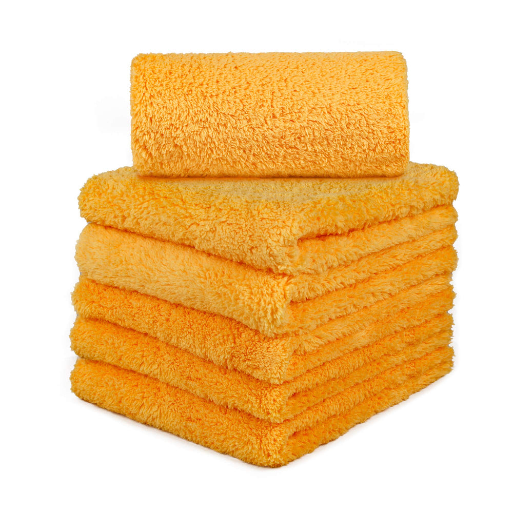 CARCAREZ edgeless microfiber towel in yellow for safe car detailing