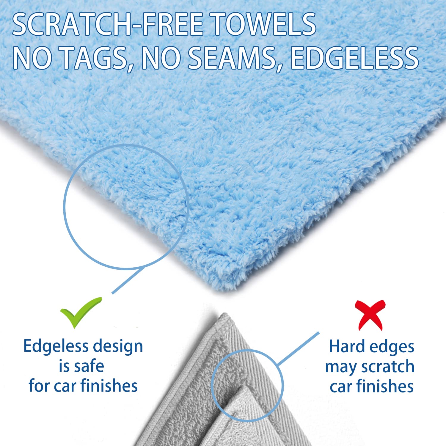 CARCAREZ edgeless microfiber towel is safe for all surfaces.