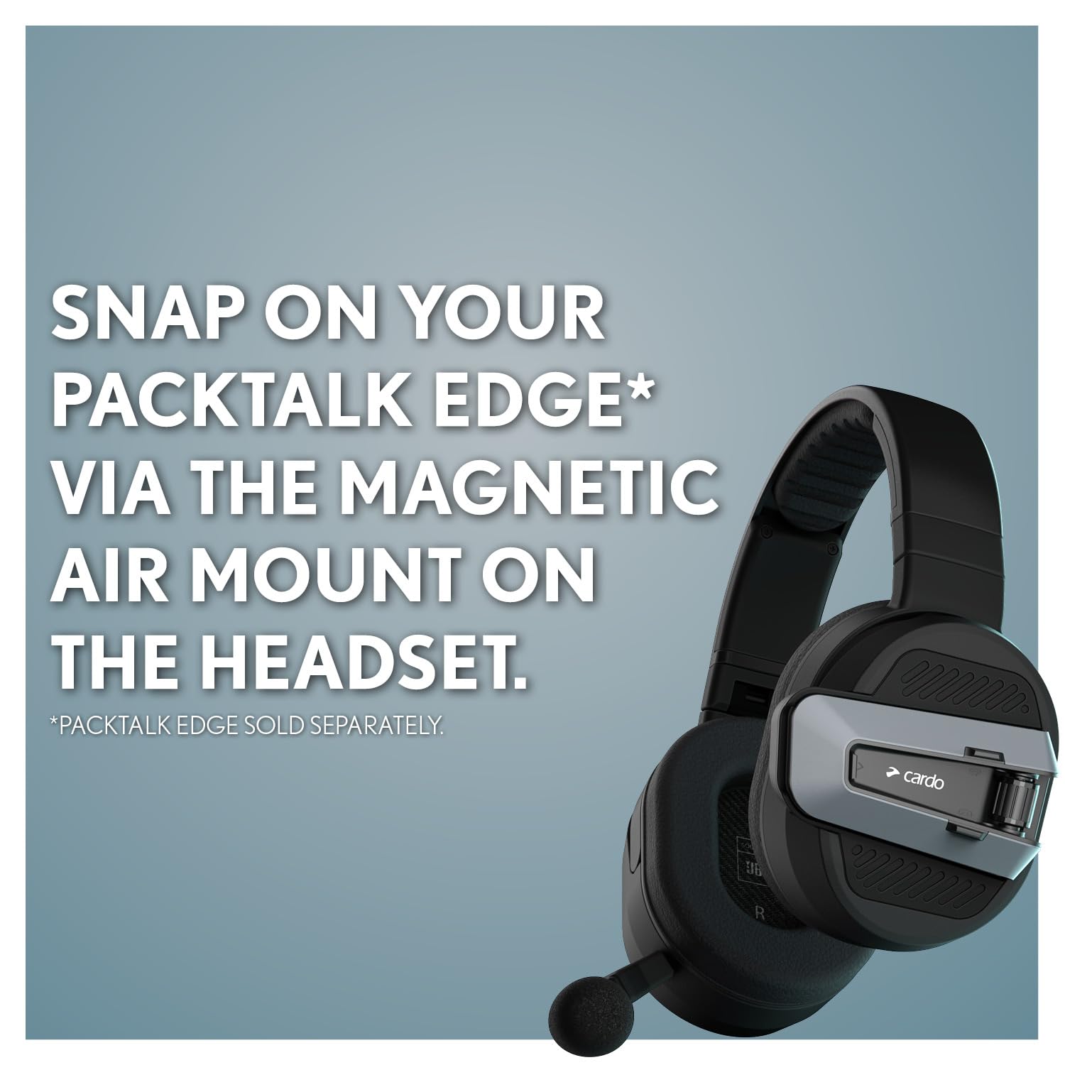 Cardo Edgephones magnetic air mount close-up shows quick, secure docking.