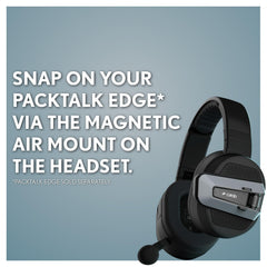 Cardo Edgephones magnetic air mount close-up shows quick, secure docking.