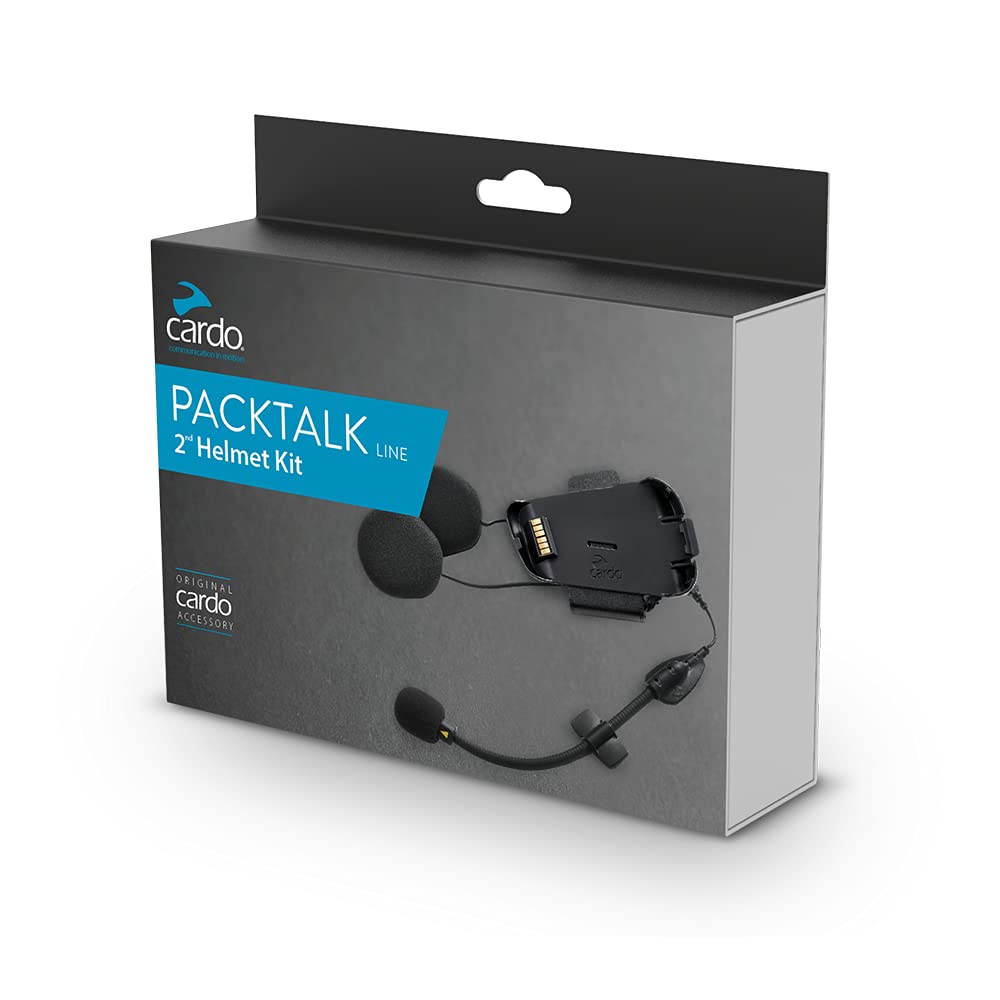 Cardo PackTalk Audio Kit mounted on a second helmet for seamless rider comms.