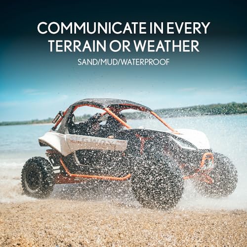 Cardo Packtalk Edgephone ORV sand mud waterproof design for all-weather riding.