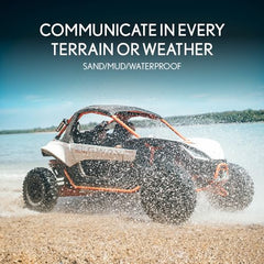 Cardo Packtalk Edgephone ORV sand mud waterproof design for all-weather riding.