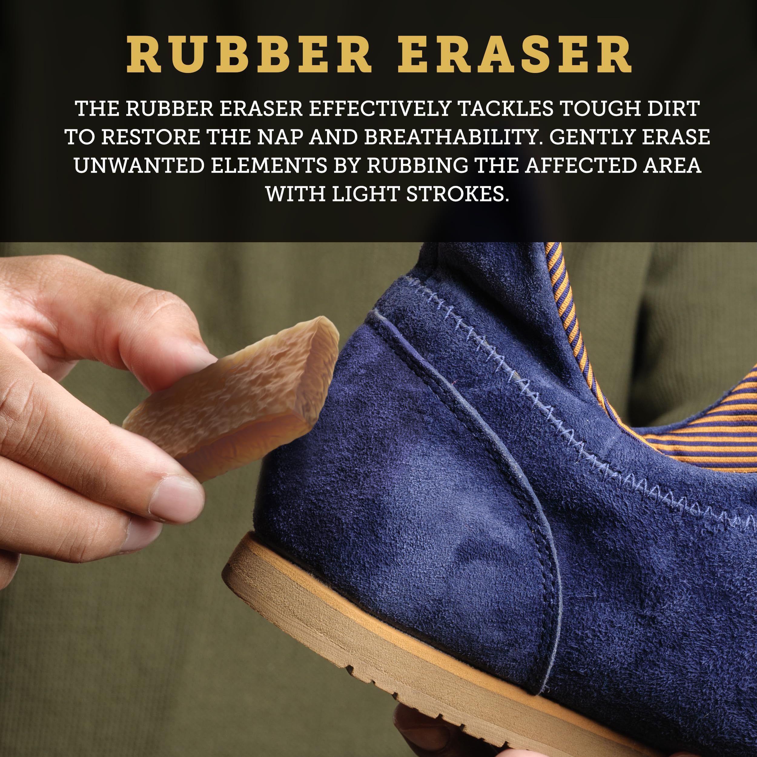 Care & Cool Leather Shoes and Bags Cleaning closeup demonstrates gentle dirt removal.