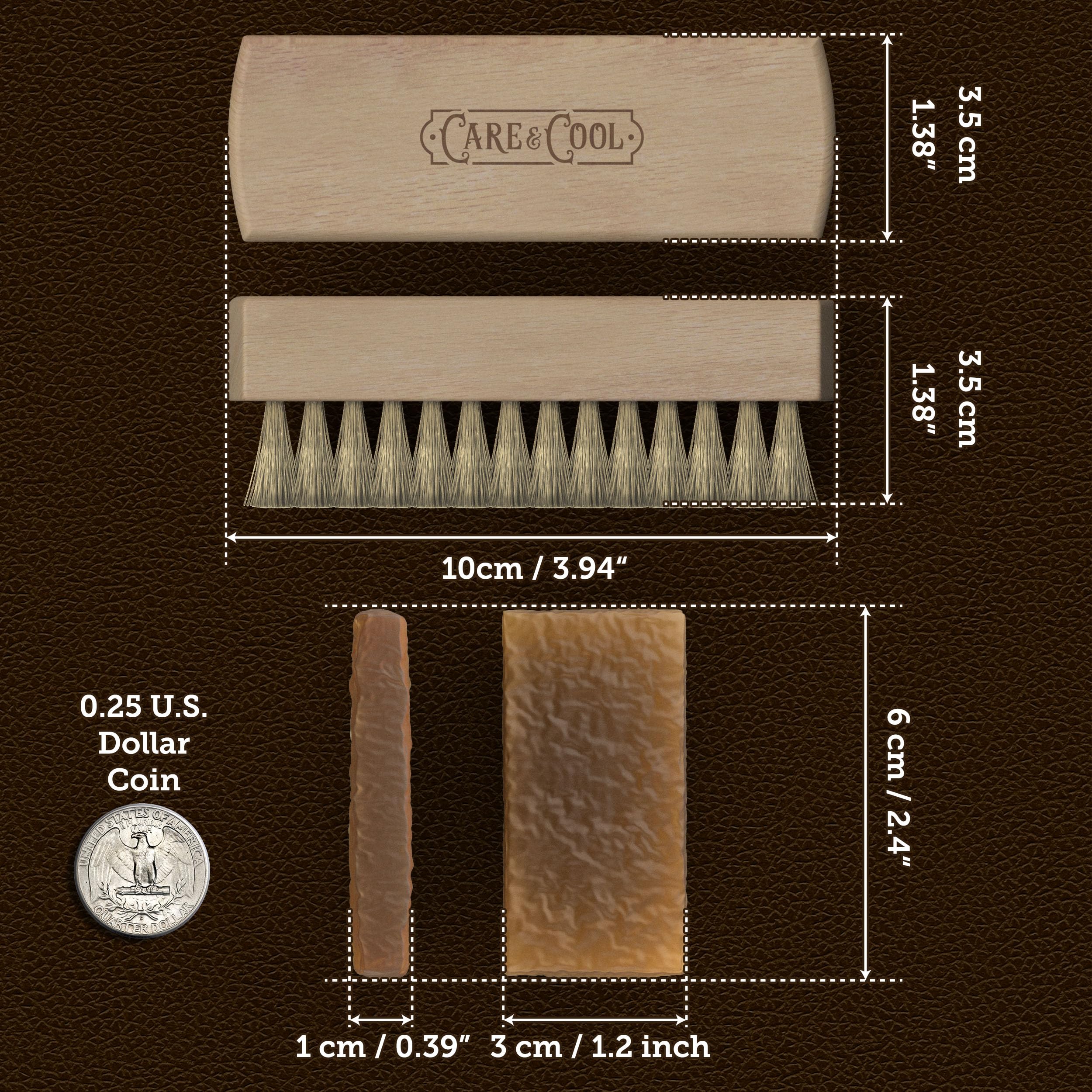 Care & Cool Nap Restoration Effect on suede texture after brushing.