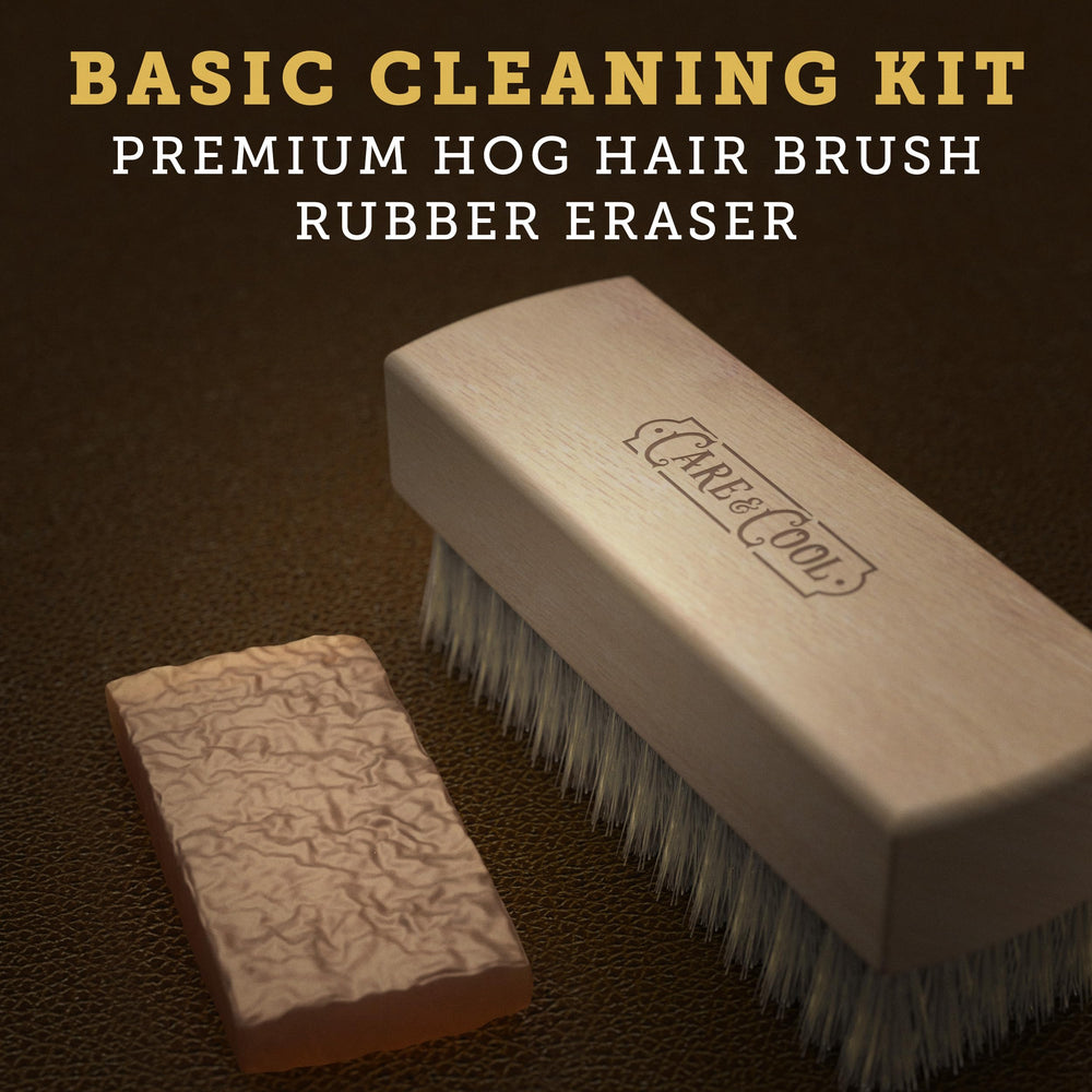 Care & Cool Natural Rubber Eraser closeup highlighting gentle stain lifting on textured surfaces.
