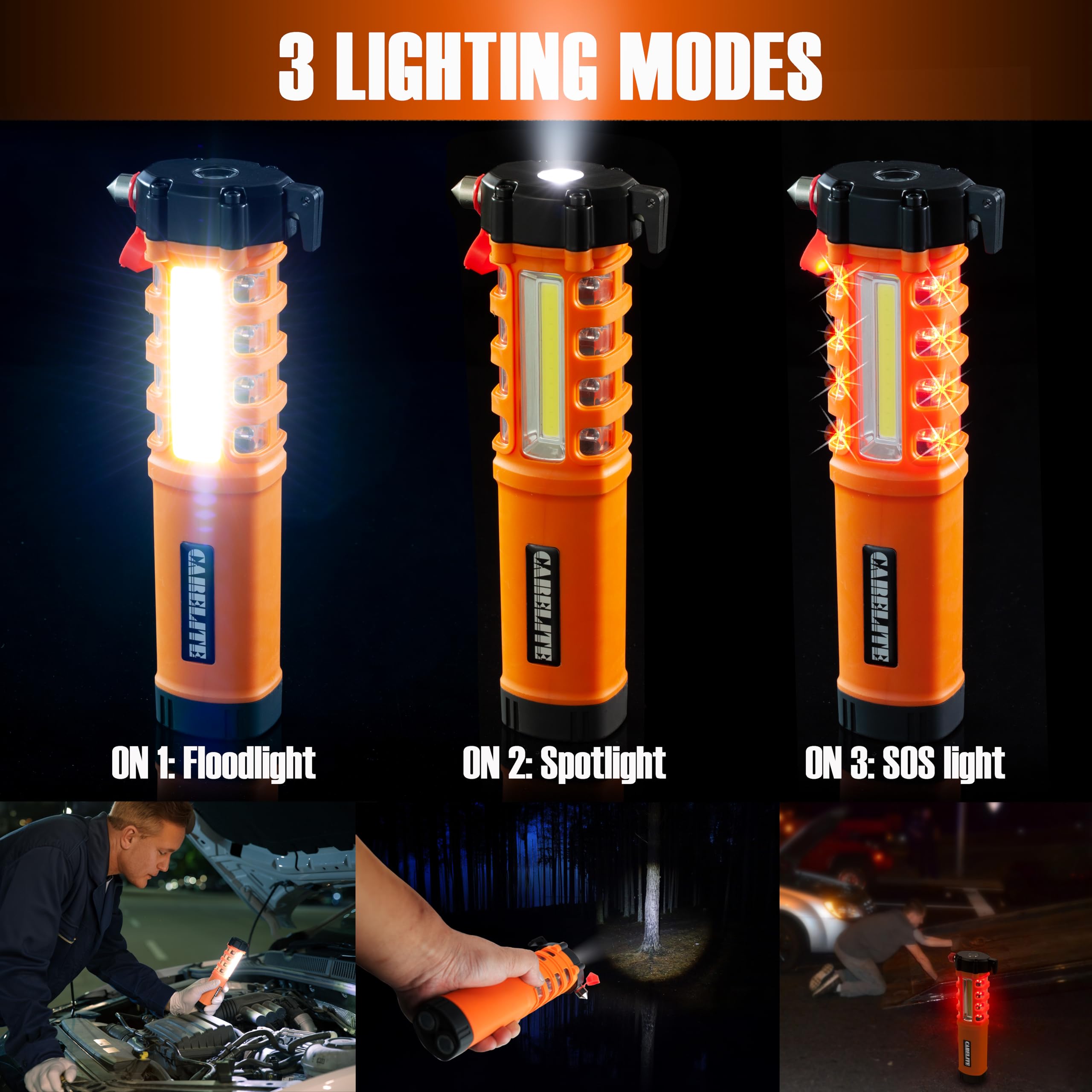 CareLite emergency flashlight magnet base enabling hands-free use