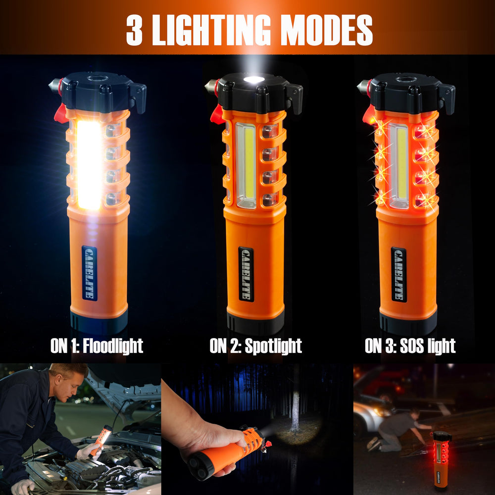 CareLite emergency flashlight magnet base enabling hands-free use
