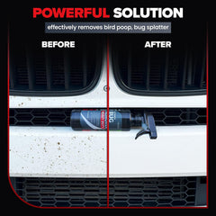 Spray application on a car exterior with easy rinse after use