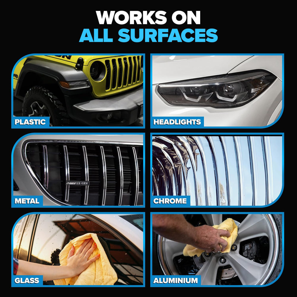 Panel after spray shows easy bug residue removal with ceramic-infused formula