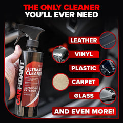 Microfiber towel included with Carfidant interior cleaner for efficient wipe-downs.