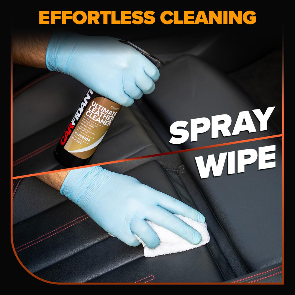 Finished leather surface treated with Carfidant for gentle maintenance