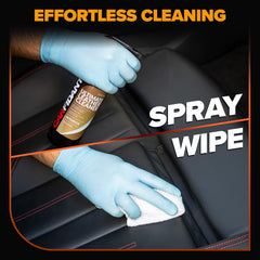 Finished leather surface treated with Carfidant for gentle maintenance