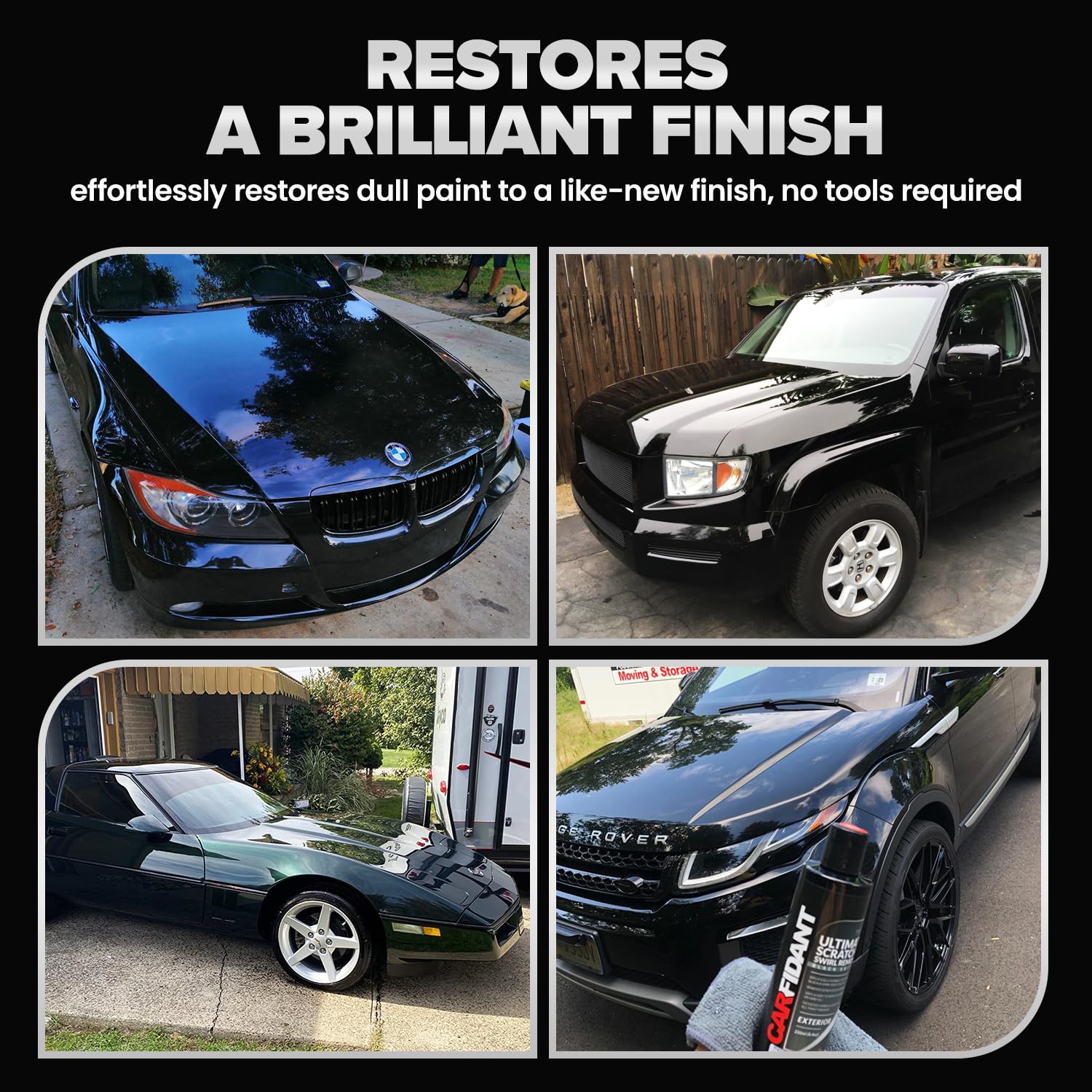 Carfidant paint restoration gloss highlighting restored depth and shine