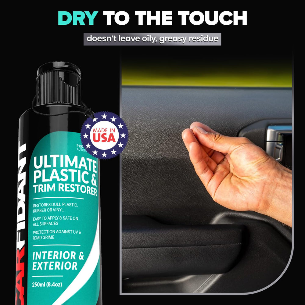 Carfidant Plastic Restorer dirt resistance helps keep trims cleaner between washes