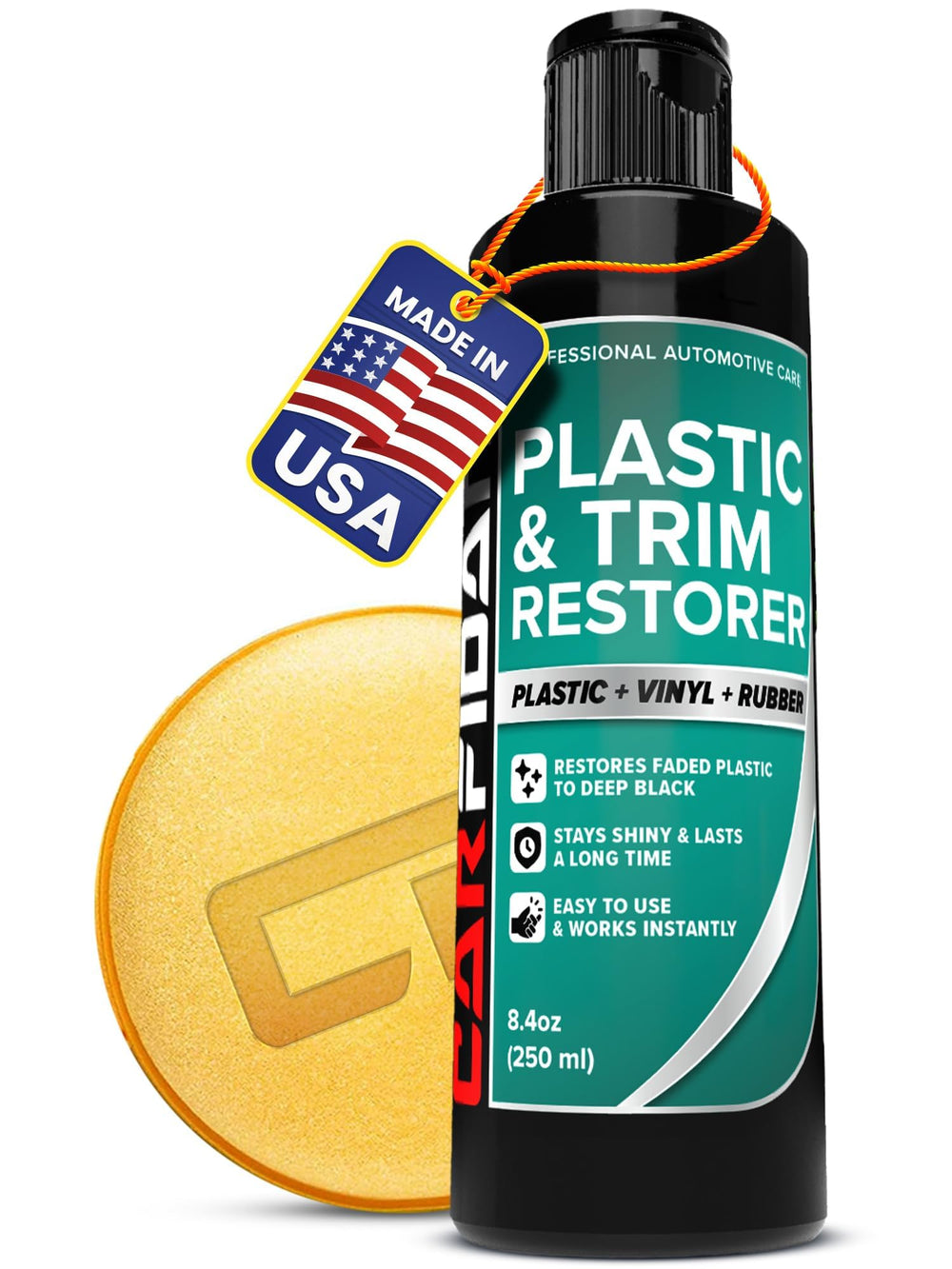 Carfidant Plastic Restorer revives faded plastic for a sleek trim.