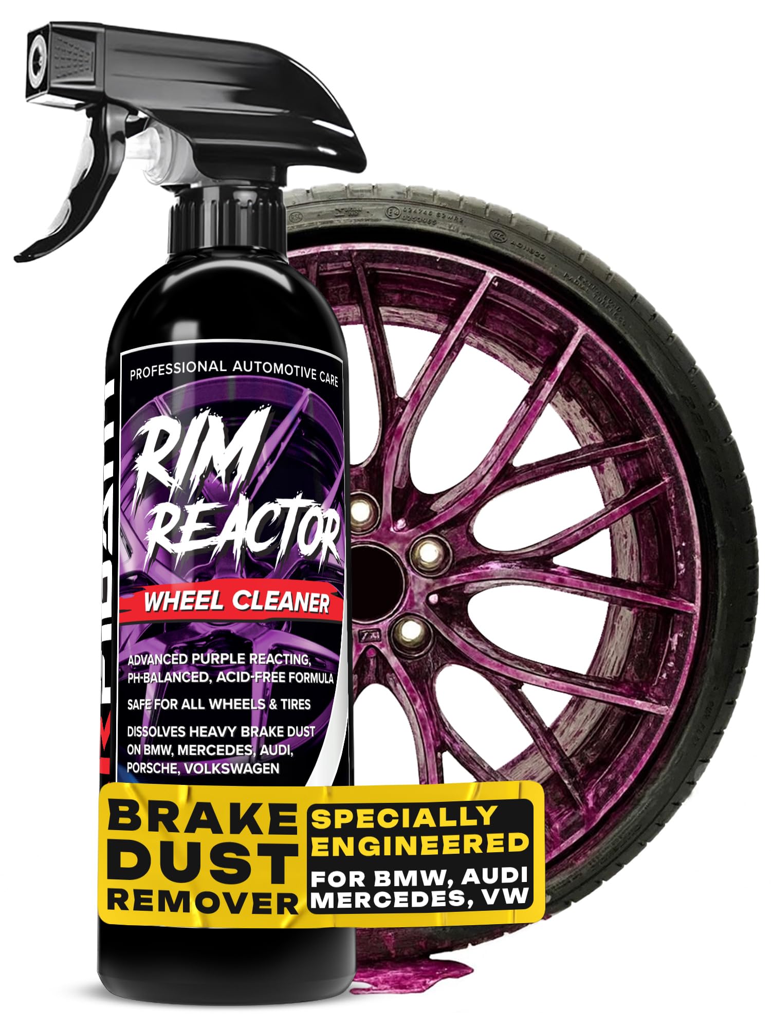 Carfidant Rim Reactor spray-on action demonstrates quick no-scrub wheel cleaning
