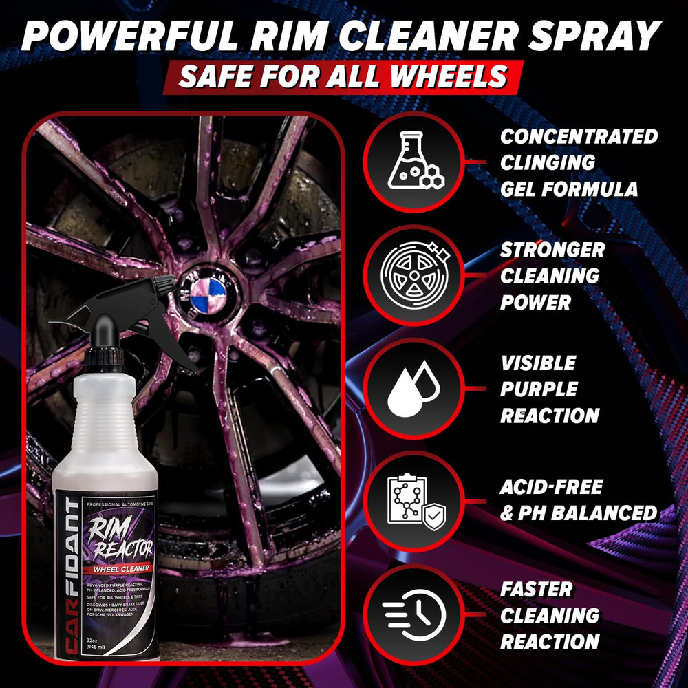 Carfidant Rim Reactor spray wait rinse action on wheel surface