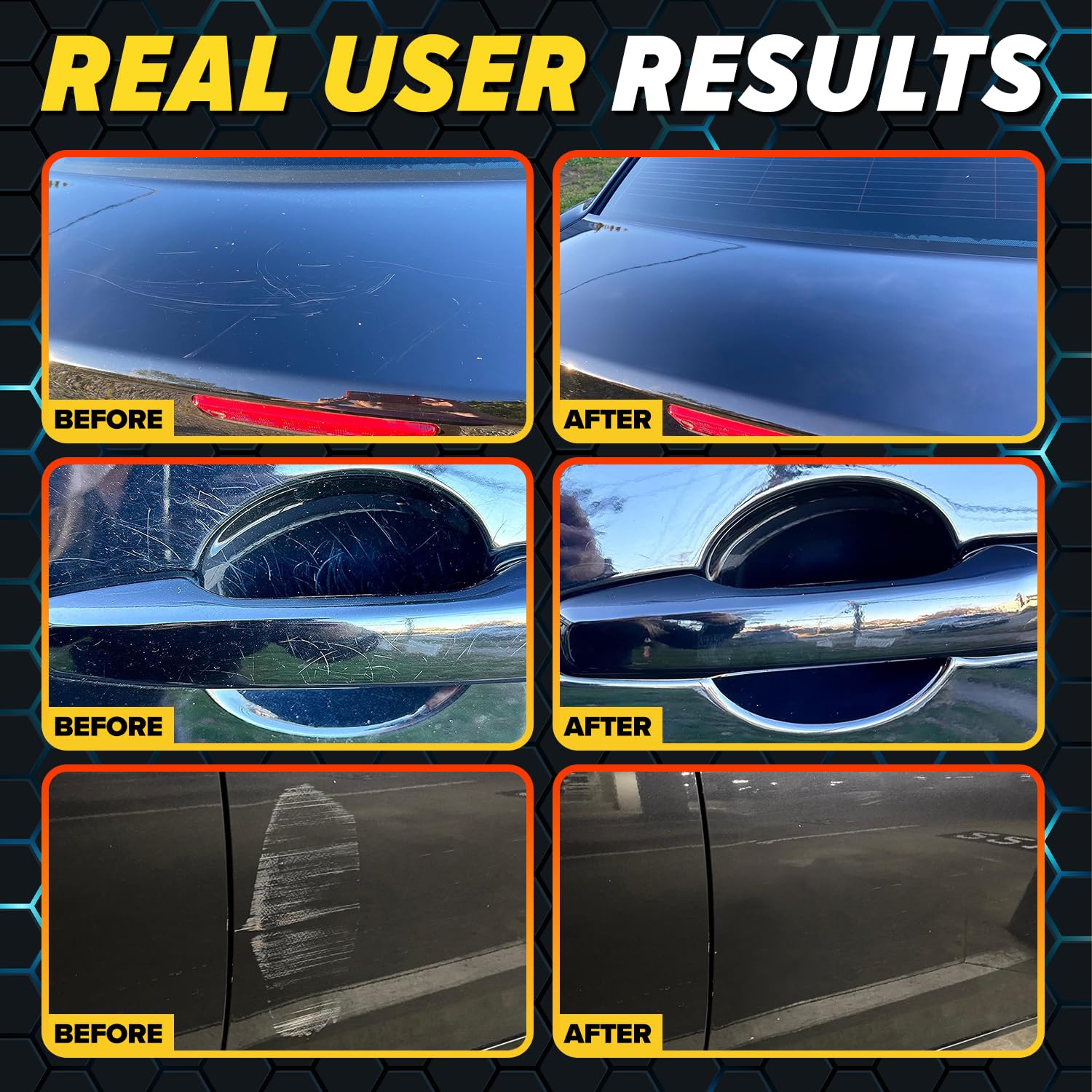 Carfidant Scratch Remover on dark paint restoring depth and clarity