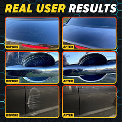 Carfidant Scratch Remover on dark paint restoring depth and clarity