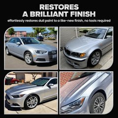 Carfidant scratch remover after polishing shows restored gloss