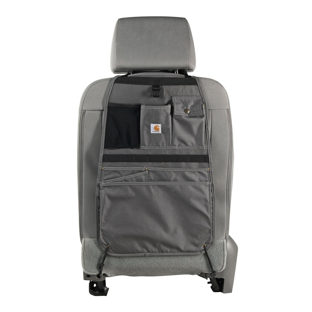 Carhartt seat back organizer water bottle pocket keeps drinks within reach on the road.