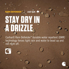 Carhartt Rain Defender label shows waterproof protection on the cover.
