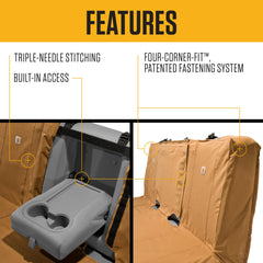 Carhartt Universal Nylon Duck Seat Cover material closeup shows rugged Cordura fabric.
