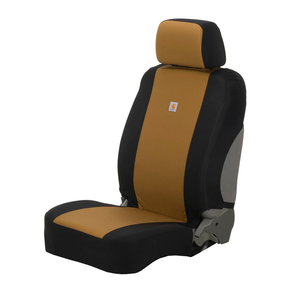 Carhartt universal seat cover with Rain Defender guards against spills and water, protecting interiors.