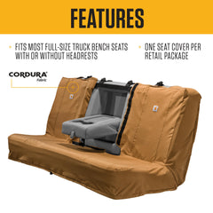 Carhartt Universal Nylon Duck Seat Cover rear view shields against spills and stains.